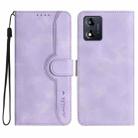 For Motorola Moto E13 Heart Pattern Skin Feel Leather Phone Case(Purple) - 1