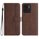 For Motorola Edge 40 Heart Pattern Skin Feel Leather Phone Case(Brown) - 1