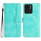 For Motorola Edge 40 Heart Pattern Skin Feel Leather Phone Case(Light Blue) - 1