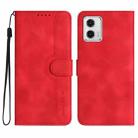 For Motorola Moto G 5G 2023 Heart Pattern Skin Feel Leather Phone Case(Red) - 1