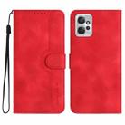 For Motorola Moto G Power 2023 Heart Pattern Skin Feel Leather Phone Case(Red) - 1