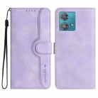 For Motorola Edge 40 Neo 5G Heart Pattern Skin Feel Leather Phone Case(Purple) - 1
