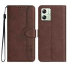 For Motorola Moto G54 Global Heart Pattern Skin Feel Leather Phone Case(Brown) - 1