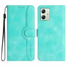 For Motorola Moto G54 Global Heart Pattern Skin Feel Leather Phone Case(Light Blue) - 1