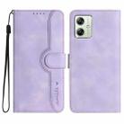 For Motorola Moto G54 Global Heart Pattern Skin Feel Leather Phone Case(Purple) - 1