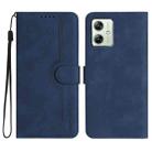 For Motorola Moto G54 Global Heart Pattern Skin Feel Leather Phone Case(Royal Blue) - 1