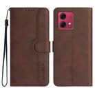 For Motorola Moto G84 5G Heart Pattern Skin Feel Leather Phone Case(Brown) - 1