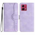 For Motorola Moto G84 5G Heart Pattern Skin Feel Leather Phone Case(Purple) - 1