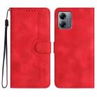 For Motorola Moto G14 Heart Pattern Skin Feel Leather Phone Case(Red) - 1