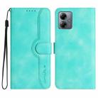 For Motorola Moto G14 Heart Pattern Skin Feel Leather Phone Case(Light Blue) - 1