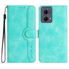 For Motorola Edge 5G 2024 Heart Pattern Skin Feel Leather Phone Case(Light Blue) - 1