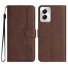 For Motorola Moto G Power 5G 2024 Heart Pattern Skin Feel Leather Phone Case(Brown) - 1