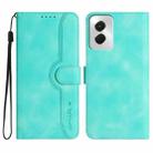 For Motorola Moto G Power 5G 2024 Heart Pattern Skin Feel Leather Phone Case(Light Blue) - 1