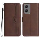 For Motorola Moto G Stylus 5G 2024 Heart Pattern Skin Feel Leather Phone Case(Brown) - 1