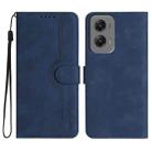 For Motorola Moto G Stylus 5G 2024 Heart Pattern Skin Feel Leather Phone Case(Royal Blue) - 1