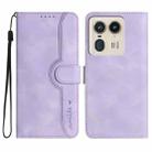 For Motorola Moto X50 Ultra Heart Pattern Skin Feel Leather Phone Case(Purple) - 1