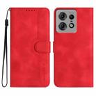 For Motorola Edge 50 Fusion Heart Pattern Skin Feel Leather Phone Case(Red) - 1