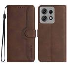 For Motorola Edge 50 Fusion Heart Pattern Skin Feel Leather Phone Case(Brown) - 1