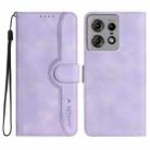 For Motorola Edge 50 Fusion Heart Pattern Skin Feel Leather Phone Case(Purple) - 1