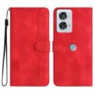 For Motorola Edge 50 Pro Heart Pattern Skin Feel Leather Phone Case(Red) - 1