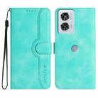 For Motorola Edge 50 Pro Heart Pattern Skin Feel Leather Phone Case(Light Blue) - 1