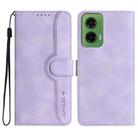 For Motorola Moto G35 Heart Pattern Skin Feel Leather Phone Case(Purple) - 1