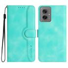 For Motorola Moto G55 Heart Pattern Skin Feel Leather Phone Case(Light Blue) - 1