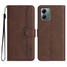 For Motorola Moto G Play 2025 / G Power 2025 Heart Pattern Skin Feel Leather Phone Case(Brown) - 1