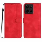 For Motorola Moto G 2025 Heart Pattern Skin Feel Leather Phone Case(Red) - 1