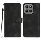 For Motorola Moto G15 Heart Pattern Skin Feel Leather Phone Case(Black) - 1