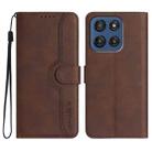 For Motorola Edge 60 Heart Pattern Skin Feel Leather Phone Case(Brown) - 1