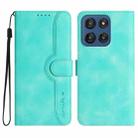 For Motorola Edge 60 Heart Pattern Skin Feel Leather Phone Case(Light Blue) - 1