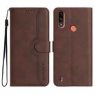 For Motorola Moto E7 Power Heart Pattern Skin Feel Leather Phone Case(Brown) - 1