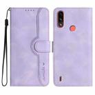 For Motorola Moto E7 Power Heart Pattern Skin Feel Leather Phone Case(Purple) - 1