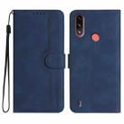 For Motorola Moto E7 Power Heart Pattern Skin Feel Leather Phone Case(Royal Blue) - 1