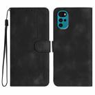For Motorola Moto G22 Heart Pattern Skin Feel Leather Phone Case(Black) - 1