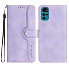 For Motorola Moto G22 Heart Pattern Skin Feel Leather Phone Case(Purple) - 1