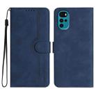 For Motorola Moto G22 Heart Pattern Skin Feel Leather Phone Case(Royal Blue) - 1