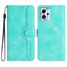 For Motorola Moto G23 Heart Pattern Skin Feel Leather Phone Case(Light Blue) - 1