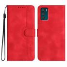 For Motorola Moto G42 Heart Pattern Skin Feel Leather Phone Case(Red) - 1