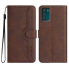For Motorola Moto G42 Heart Pattern Skin Feel Leather Phone Case(Brown) - 1