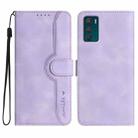 For Motorola Moto G42 Heart Pattern Skin Feel Leather Phone Case(Purple) - 1