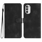 For Motorola Moto G52 Heart Pattern Skin Feel Leather Phone Case(Black) - 1