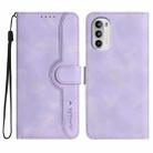 For Motorola Moto G52 Heart Pattern Skin Feel Leather Phone Case(Purple) - 1