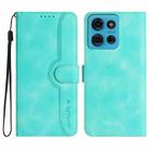 For Motorola Moto G75 5G Heart Pattern Skin Feel Leather Phone Case(Light Blue) - 1