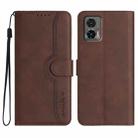 For Motorola Edge 30 Neo Heart Pattern Skin Feel Leather Phone Case(Brown) - 1