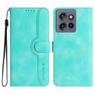 For Motorola Edge 50 Neo Heart Pattern Skin Feel Leather Phone Case(Light Blue) - 1