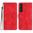 For Sony Xperia 1 V 2023 Heart Pattern Skin Feel Leather Phone Case(Red) - 1