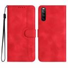For Sony Xperia 10 V 2023 Heart Pattern Skin Feel Leather Phone Case(Red) - 1