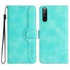 For Sony Xperia 10 V 2023 Heart Pattern Skin Feel Leather Phone Case(Light Blue) - 1